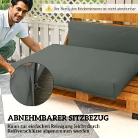 Outsunny Palettenkissen 2er Set Abnehmbar Sitzkissen Palettenpolster mit Rückenlehne 120 x 80 x 20 cm Dunkelgrau(m-6)