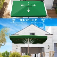 Outsunny Chapéu de Sol de Jardim 300x200 cm com Ângulo Ajustável Mastro de Alumínio Manivela e Proteção UV 50+ Verde(m-6)