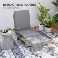 Outsunny 80° Reclining Rattan Lounger - Grey(m-6)