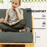 Outsunny Palettenkissen 2er Set Abnehmbar Sitzkissen Palettenpolster mit Rückenlehne 120 x 80 x 20 cm Dunkelgrau(m-4)