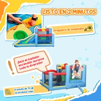 AIYAPLAY Castillo Hinchable 5 en 1 con Tobogán Piscinas y Canasta Incluye Inflador y Bolsa de Transporte 385x290x180cm Multicolor(m-7)
