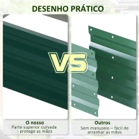 Outsunny Caixa de Plantio de Aço Galvanizado para Cultivar Plantas Flores Floreira Exterior Retangular com Fundo Aberto 120x60x30,5 cm Verde(m-7)