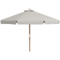 Outsunny Garten- und Terrassenschirm Ø325 cm mit Seilwindensystem Belüftetes Dach und 8 Bambusstäben für Patio Grau(m-1)