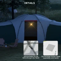 Outsunny Campingzelt für 6-9 Personen, 4 Räume, Vorzelt, wasserdicht, 615x 615x225cm, Grün(m-6)