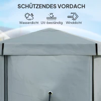 Outsunny Garten-Pavillon, Gartenzelt mit 5 Netzwänden und Tragetasche, wasserfest, UV-beständig, Partyzelt, Hellgrau(m-6)