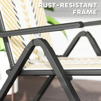 Outsunny Set of Two Rattan Reclining Garden Chairs - Multicolour(m-8)