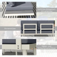 Outsunny Tuinmeubelset voor 4 Personen Waterbestendig Balkonset met 2-zits Sofa, Kussens, Bijzettafel Staal Grijs(m-9)