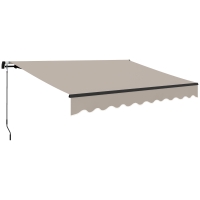 Outsunny Toldo Manual Retrátil 360x220 cm Toldo para Balcão com Manivela de Alumínio e Proteção UV30+ Toldo Enrolável de Exterior Creme