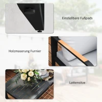 Outsunny Tuinmeubelset, 2-zitsbank, 3-zitsbank, Salontafel, Roestvrij Metalen Frame, Terrasmeubilair, Grijs(m-7)