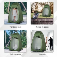 Outsunny Tienda de Ducha Camping Portátil con Bolsillo Bolsa de Transporte y UV 20+ para Baño Inodoro 126x124x189 cm Verde Oliva(m-7)