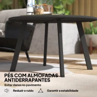 Outsunny Mesa de Centro de Jardim Redonda de Metal Mesa Auxiliar com Bordas Arredondadas Pés Antiderrapantes Ø70x42 cm Preto(m-6)