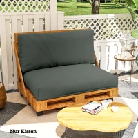 Outsunny Palettenkissen 2er Set Abnehmbar Sitzkissen Palettenpolster mit Rückenlehne 120 x 80 x 20 cm Dunkelgrau(m-8)