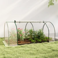 Outsunny kas, kweekkas met deur, koude kas, plantenhuis, plantenteelt, staal PVC, 250 x 100 x 80 cm(m-2)
