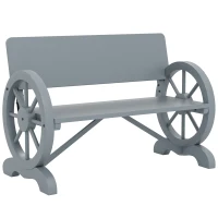 Outsunny Fir Wood 2-Seater Outdoor Garden Wagon Wheel Bench, Grey(m-1)