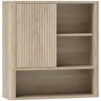 HOMCOM Armário de Casa de Banho de Parede com Prateleiras Ajustáveis Porta Deslizante e Compartimentos  60x20x62 cm Madeira(m-1)