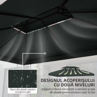 Outsunny Copertina pentru cort 4x3 m cu 2 niveluri, gri antracit(m-4)