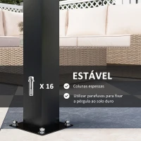 Outsunny Pérgola de Alumínio 3x3 m Pérgola de Jardim com Teto de Lâminas Ajustáveis e Sistema de Drenagem Impermeável Anti-UV Cinza Escuro(m-6)