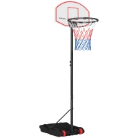 SPORTNOW Canasta de Baloncesto con Tablero de Dardos Altura Ajustable Base Rellenable y Ruedas 74x55x210-247 cm Negro(m-1)