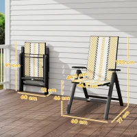 Outsunny Set of Two Rattan Reclining Garden Chairs - Multicolour(m-3)