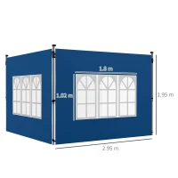 Outsunny Set of 2 Gazebo Side Panels - Blue(m-3)