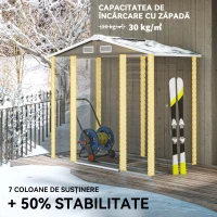 Outsunny Magazie de Grădină din Tablă de Oțel cu 4 Orificii de Ventilație și 2 Uși Glisante, 213x120x194 cm, Gri Închis(m-5)