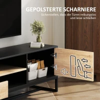 HOMCOM TV-Kast met Deur, 2 Laden, Open Vakken, Verstelbare Plank, Zwart(m-7)