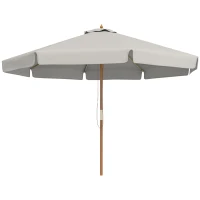 Outsunny Garten- und Terrassenschirm Ø325 cm mit Seilwindensystem Belüftetes Dach und 8 Bambusstäben für Patio Grau(m-6)