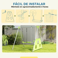 AIYAPLAY Conjunto de Columpios 4 en 1 con Planeador Canasta y Portería de Puntería para Niños de 3 a 8 Años 215x180x182 cm Verde(m-6)