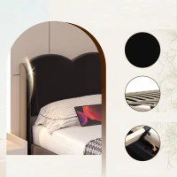 Letto imbottito con testiera ondulata e spazio contenitore con pistone a gas (materasso non incluso), 160x200 cm, Nero(m-8)