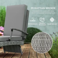 Outsunny 80° Reclining Rattan Lounger - Grey(m-5)