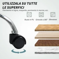 HOMCOM Sedia da Ufficio Massaggiante a 6 Punti e Inclinabile, in pelle PU e Acciaio, 66x72x113-121 cm, Grigio Carbone(m-8)