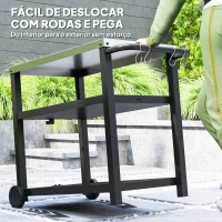Outsunny Carrinho de Barbecue de 3 Níveis Carrinho de Serviço com Prateleiras Bancada em Aço Inoxidável 102x50x81 cm Cinza Carvão(m-6)