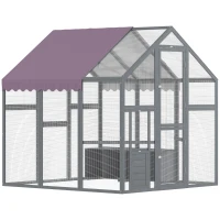 PawHut Hühnergehege, Hühnerstall mit wasserfestem Dach, 2 Nistkästen, 2 Sitzstangen, für 6-8 Hühner, ca. 1,7 x 1,8 x 1,8 m(m-10)
