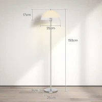 HOMCOM Lampada a Piantana Moderna con Paralume a Doppio Strato, in Metallo e Acrilico, Ø35x150 cm, Bianca(m-3)