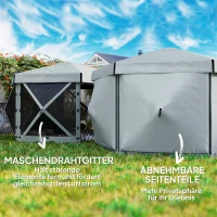 Outsunny Garten-Pavillon, Gartenzelt mit 5 Netzwänden und Tragetasche, wasserfest, UV-beständig, Partyzelt, Hellgrau(m-5)