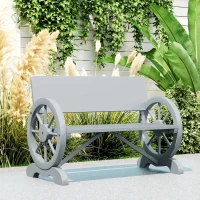 Outsunny Fir Wood 2-Seater Outdoor Garden Wagon Wheel Bench, Grey(m-8)