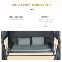 Outsunny Hollywood-schommel met Peogola, tuinschommel met kussen, donkergrijs(m-7)