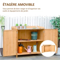 Outsunny Armoire de jardin sur pied table de rempotage 2 en 1 - table de jardinage double porte, étagère, plateau tôle acier galvanisé - table de plantation bois de cèdre pré-huilé(m-6)