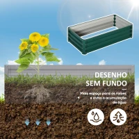 Outsunny Caixa de Plantio de Aço Galvanizado para Cultivar Plantas Flores Floreira Exterior Retangular com Fundo Aberto 120x60x30,5 cm Verde(m-5)