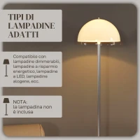 HOMCOM Lampada a Piantana Moderna con Paralume a Doppio Strato, in Metallo e Acrilico, Ø35x150 cm, Bianca(m-6)