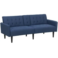 HOMCOM Three-Seater Sofa Bed, with Cupholders - Dark Blue(m-1)