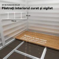 Outsunny Magazie de Grădină din Tablă de Oțel cu 4 Orificii de Ventilație și 2 Uși Glisante, 213x120x194 cm, Gri Închis(m-7)