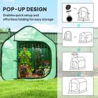 Outsunny Sera pentru Gradina Metal+PE – 150×148×148 cm Verde, Usa Fermoar(m-4)
