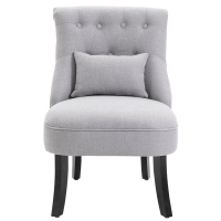 HOMCOM Fauteuil Relax, Fauteuil avec Coussin Lombaire, Fauteuil de Salon en Tissu Aspect Lin, Pieds en Bois, pour Salon, Chambre, 52,5 x 69 x 77 cm, Gris