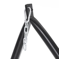 Outsunny Suporte para cadeira suspensa Suporte giratório de 190 cm com mesa lateral carga máx.120kg Estrutura metálica para jardim de pátio Preto(m-5)