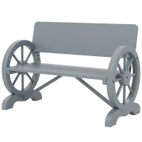 Outsunny Fir Wood 2-Seater Outdoor Garden Wagon Wheel Bench, Grey(m-11)