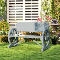 Outsunny Fir Wood 2-Seater Outdoor Garden Wagon Wheel Bench, Grey(m-9)