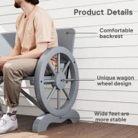 Outsunny Fir Wood 2-Seater Outdoor Garden Wagon Wheel Bench, Grey(m-5)