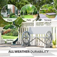 Outsunny Fir Wood 2-Seater Outdoor Garden Wagon Wheel Bench, Grey(m-6)