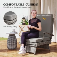 Outsunny 80° Reclining Rattan Lounger - Grey(m-7)
